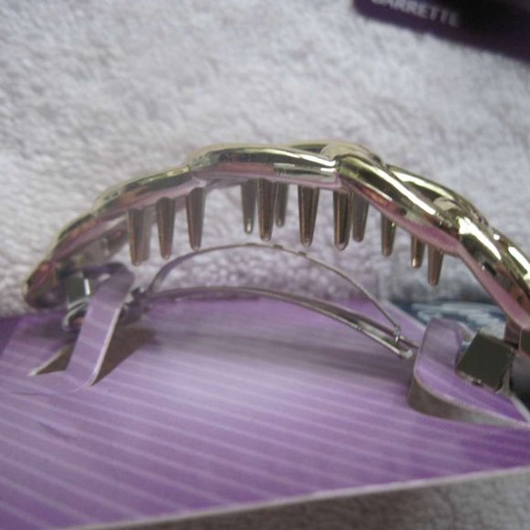 Interlocking Rings Goody Plastic Hair Barrette Metal Back Silver Gold Black Ring - Picture 5 of 16